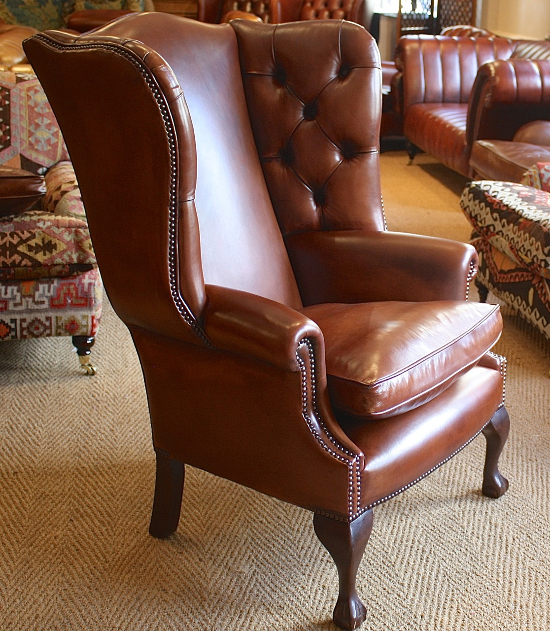 Leather Chairs of Bath Bespoke Pair of Leather Wing Chairs